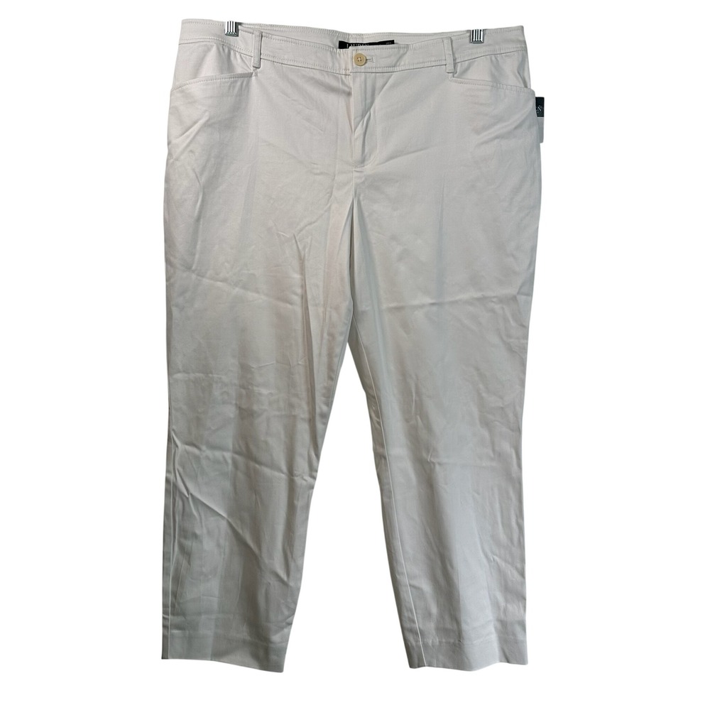 Lauren Ralph Lauren White Cropped Chino Pants 16W Stretch Cotton 202611273002